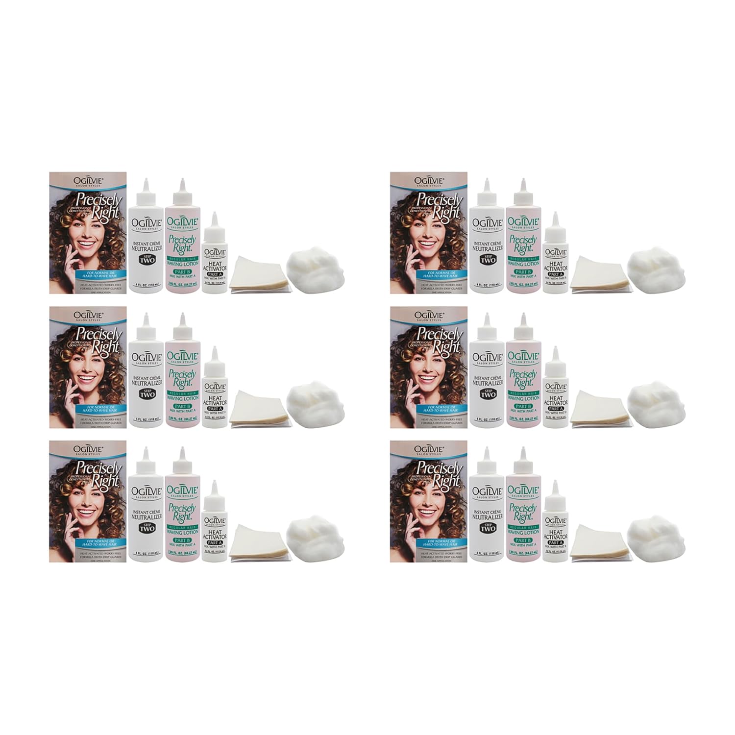 Ogilvie Salon Styles Precisely Right Professional Conditioning Home Perm Kit for Men & Women - For Normal or Hard-to-wave Hair - Heat-activated Worry-free Formula with Drip Guard - 6 Pc