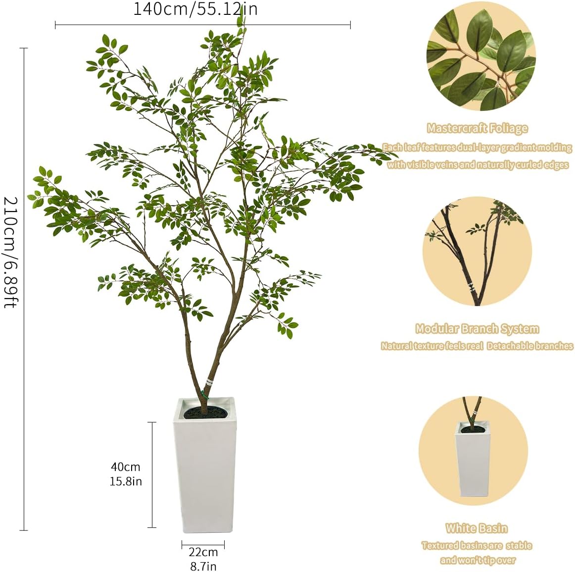 Artificial Elm Tree Faux Elm Tree 6ft Tall Fake Plant in Pot Fake Silk Tree Faux Plants Indoor - Image 2