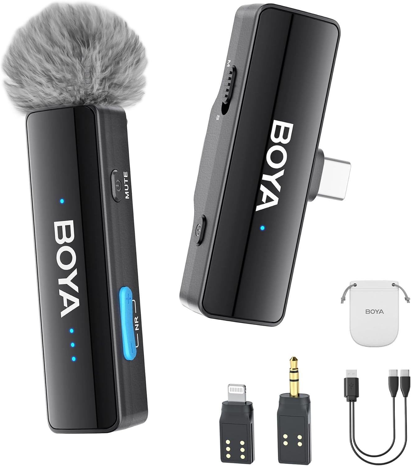 BOYALINK 2 Wireless Lavalier Microphone for iPhone15/16 Android Camera Laptop,48kHz/24-bit,1000ft Range, Mono/Stereo, 30H Use, USB-C/Lightning/TRS Plug Noise Cancellation for TikTok Video Recording