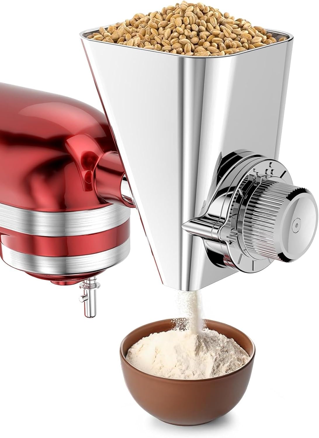 All Metal Grain Mill Attachment for KitchenAid Stand Mixer, 10 Levels, Flour Mill, Fit for Non-Oily Dry Grain Corn, Coffee Bean, Buckwheat, Oats, Millet.