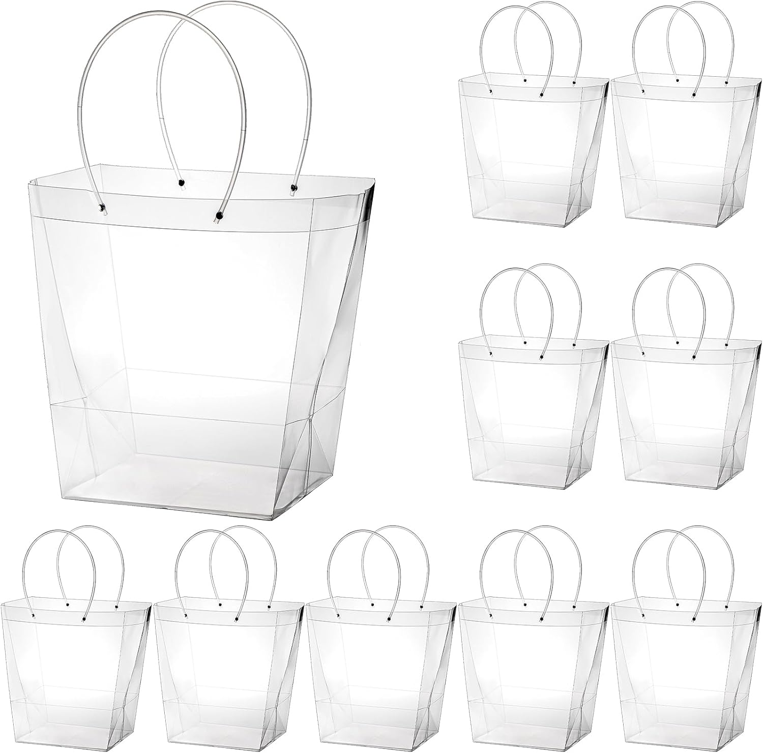 SOUJOY 10 Pack Clear Flower Bouquet Bags, Large Gift Bags