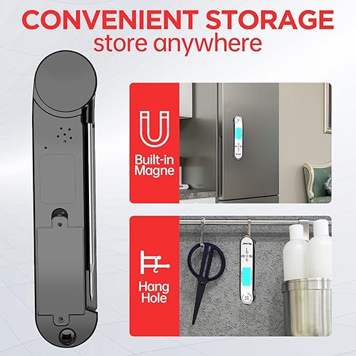 Miniatura 7 de Nycetek Termómetro digital de cocina, preciso e impermeable, de lectura instantánea, termómetro de carne con retroiluminación, calibración, sonda,