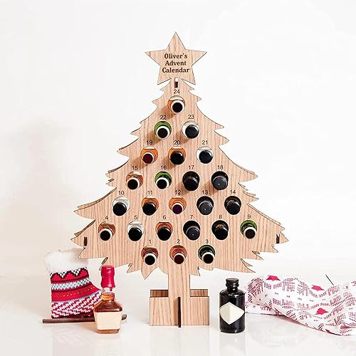 Miniatura 7 de Estante de vino de cuenta regresiva de Navidad, adornos de madera, decoraciones artesanales, regalo de Navidad