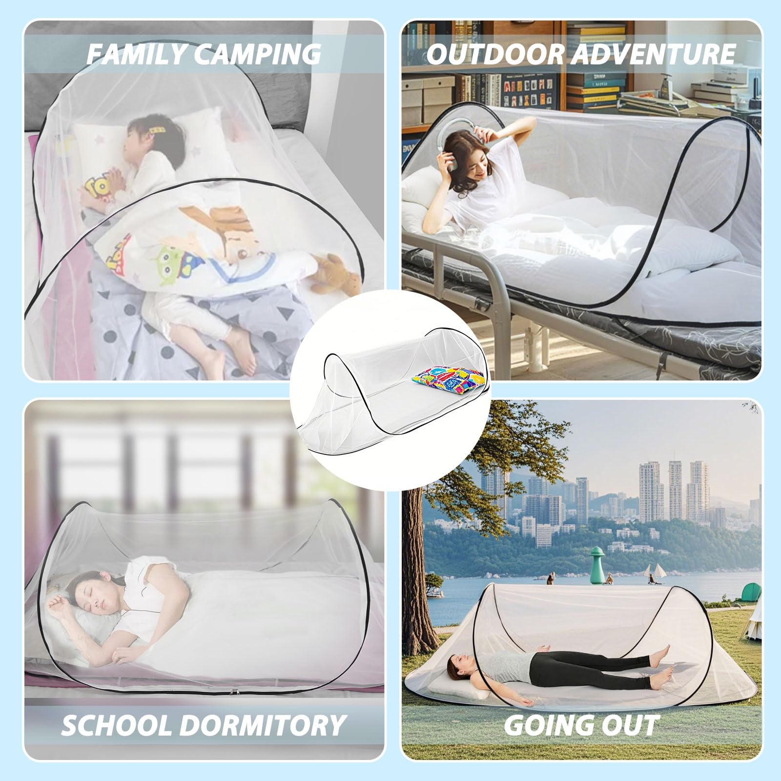 Moskitonetz Pop Up, 200 x 80 x 56 cm Faltbares Mückennetz, Tragbares Campingzelt Moskitonetz Bett für Bett, Reisen,Outdoor Campin Bequem, Schnell und Tragbar