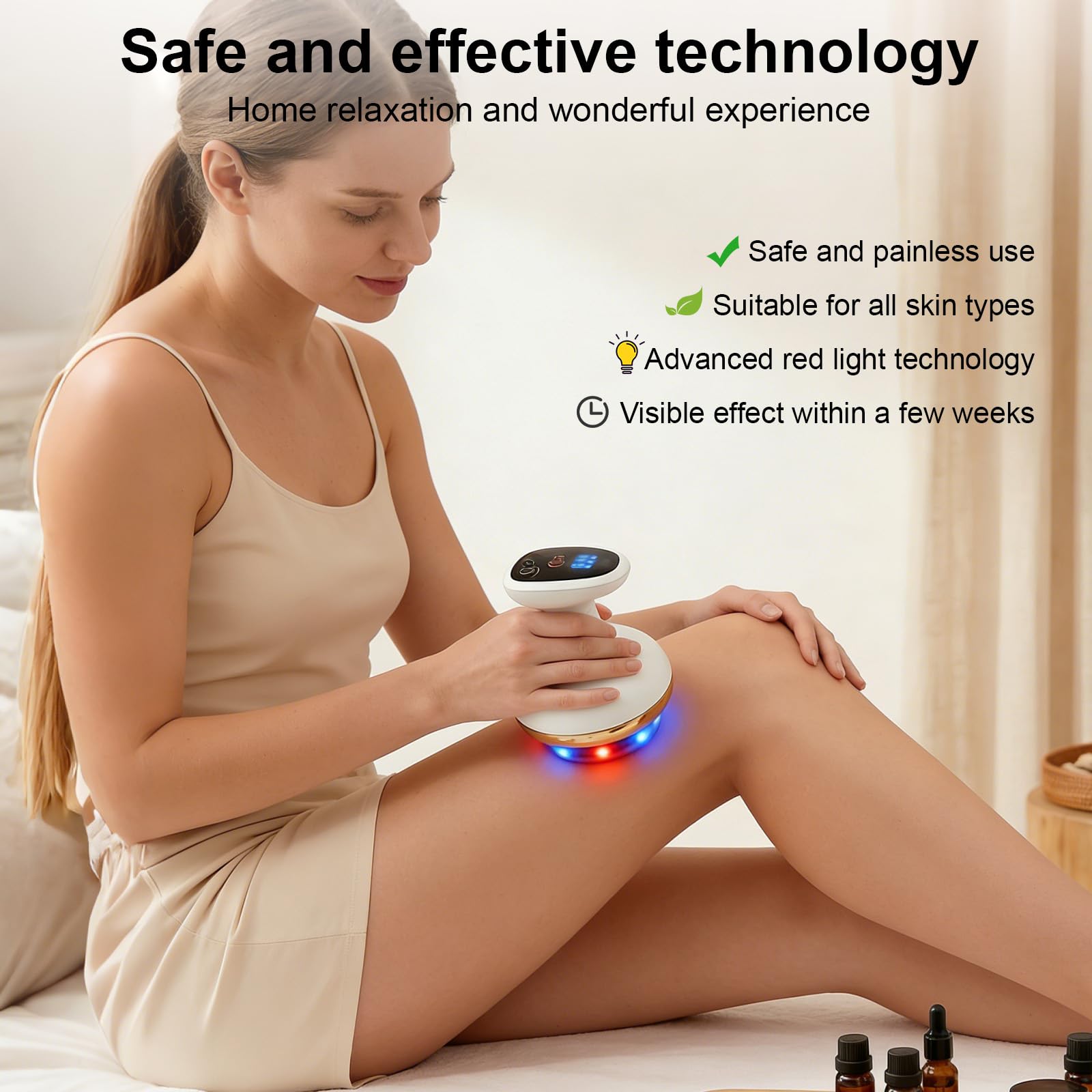 Elektrischer GuaSha Massager mit Wärmetherapie, 9 Stufen, Vakuum-Saugmassagegerät für Cellulite & Muskelentspannung