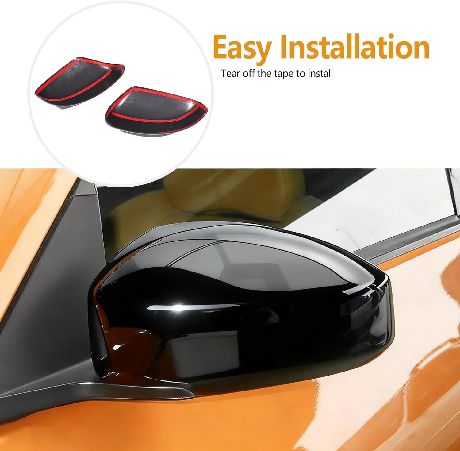2PCS ABS Rearview Mirrors Cover Compatible with Nissan 370Z Z34 2009-2020 Carbon Look Door Rear View Mirror Cover Side View Mirror Caps Protective Trim Cover Fits (Piano Black)