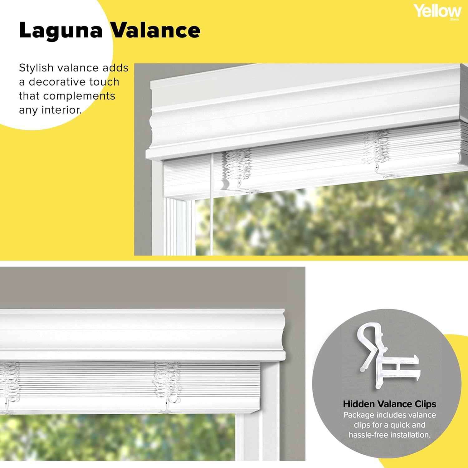 2" Cordless Faux Wood Blinds, Blackout Wooden Blinds for Indoor Windows with No-Hole Slats, New White, 32.5" W x 64" H by YELLOW BLINDS