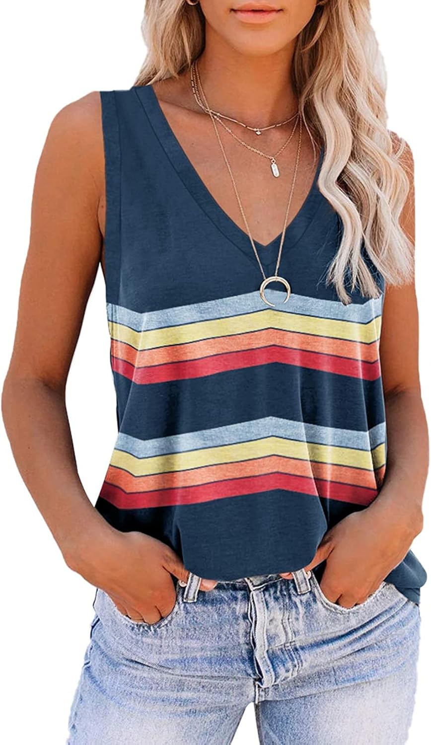 ETCYY Women's Sleeveless V Neck Tank Tops Summer Trendy 2026 Causal Cute Printed Loose Fit Workout Athletic Yoga Shirts