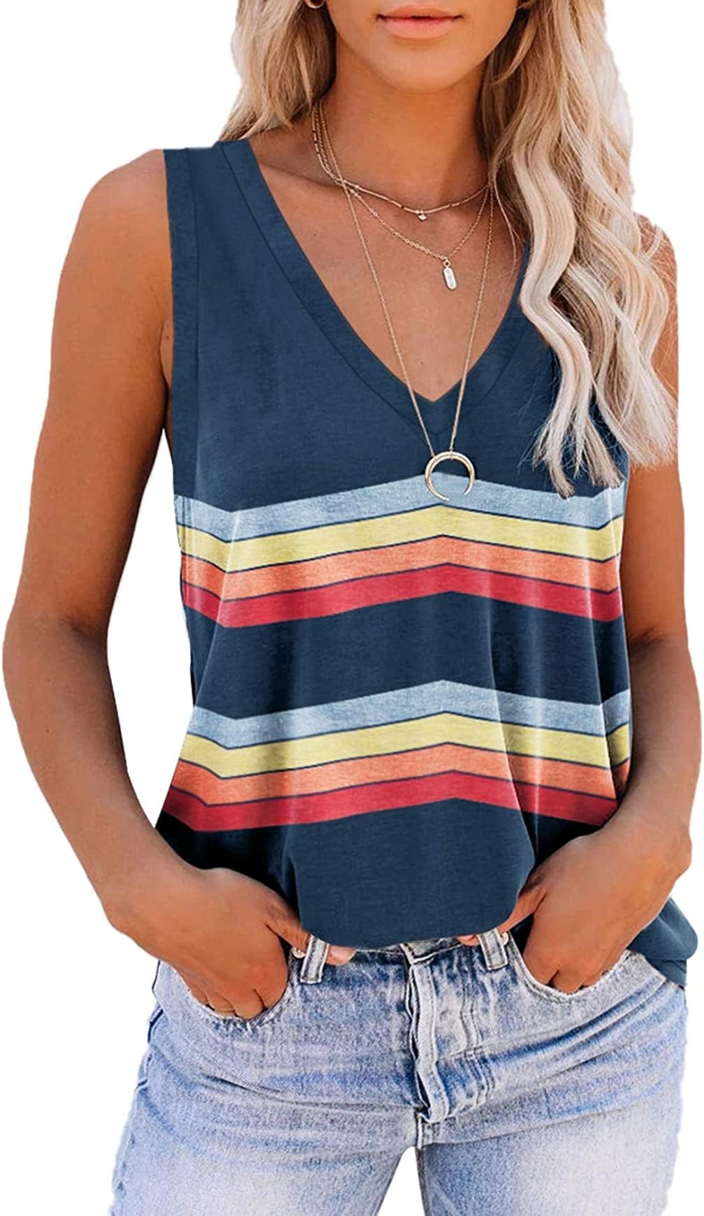 Women's Summer Sleeveless Button Down T Shirts Tie Front Knot Blouse Casual Loose Tank Tops Green