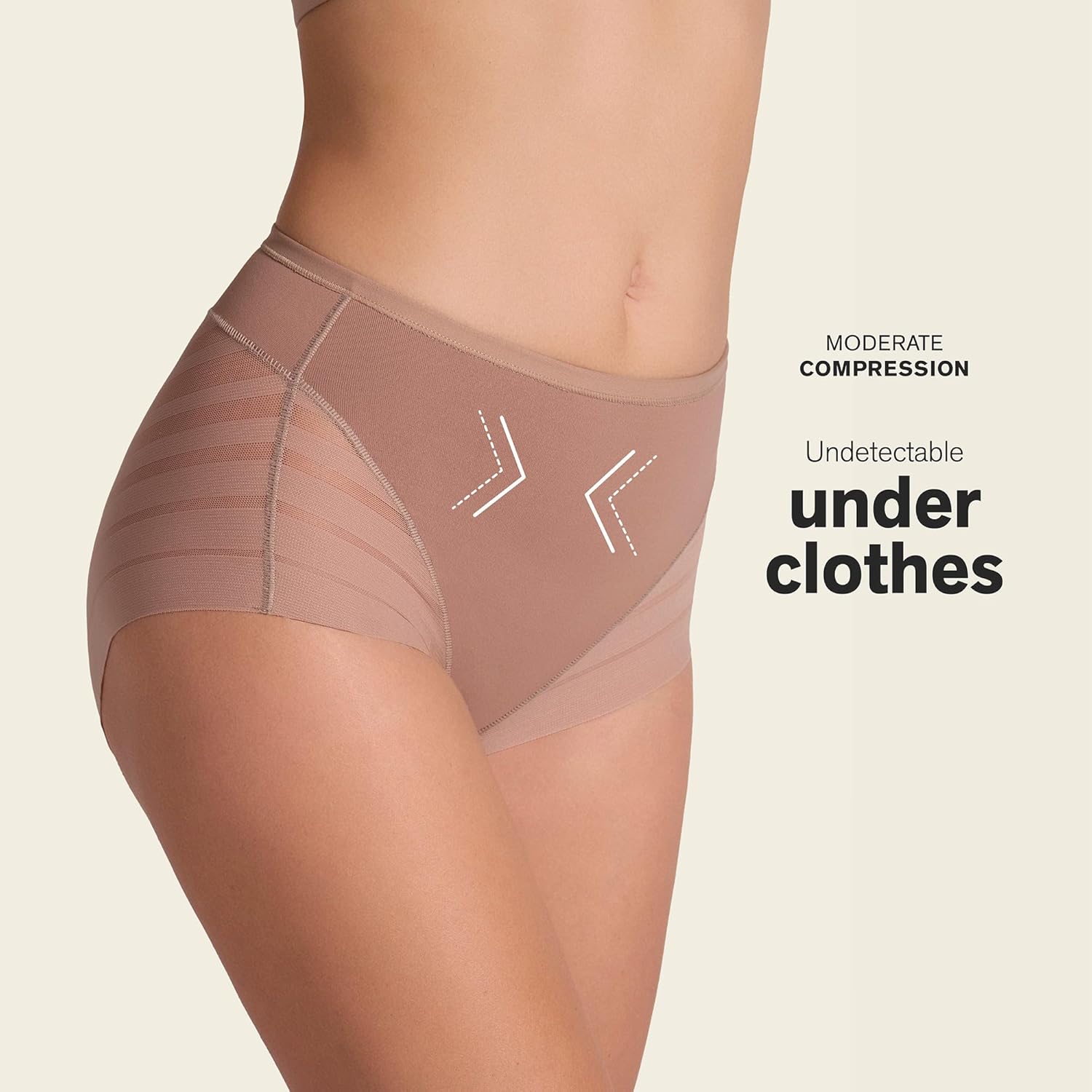 Leonisa High Waisted Invisible Tummy Control Shapewear for Women - Stripe Lace Ladies Underwear Panties - Image 3