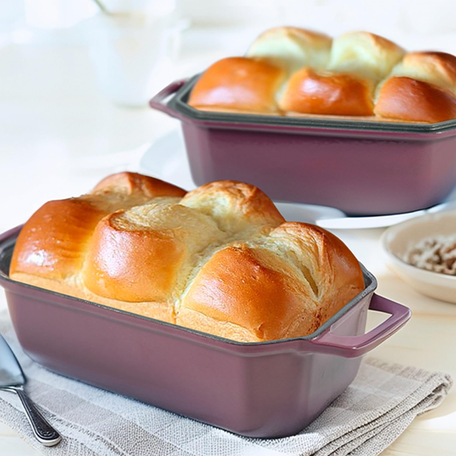Bread Pan Cast Iron Loaf Pan with Lid Bread Loaf Pan 8.5x4.5 Inch Loaf Pan Enameled Cast Iron Sourdough Loaf Pan, Magenta - Image 5
