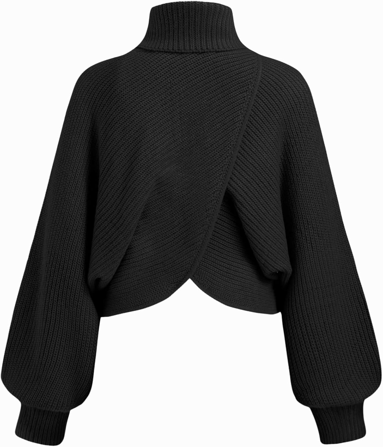 CIDER Cropped Sweaters for Women Turtleneck Sweater Long Sleeve Ribbed Knit Lantern Sleeve Pullover Fall Outfits - Image 5