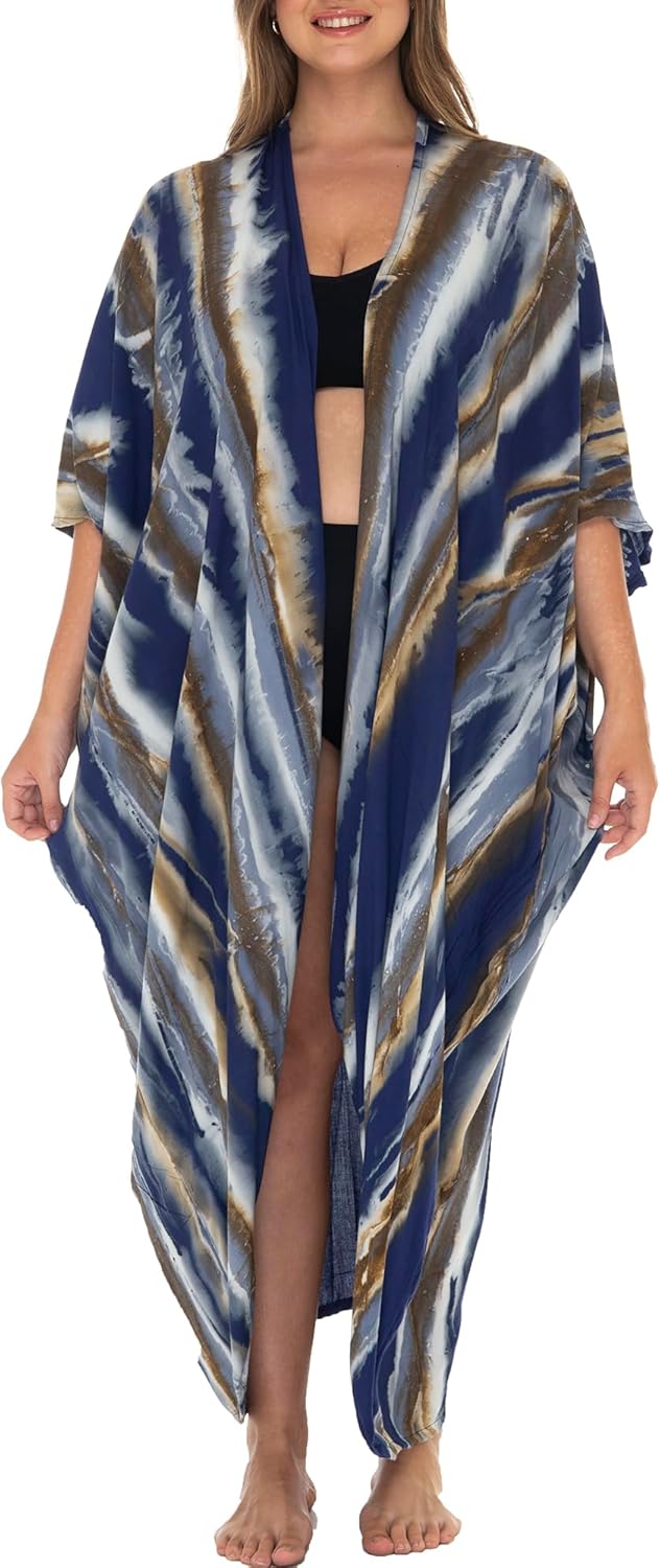 SHU-SHI Plus Size Kimono Cardigans For Women Tie Dye Swimsuit Oversized Beach Cover Ups