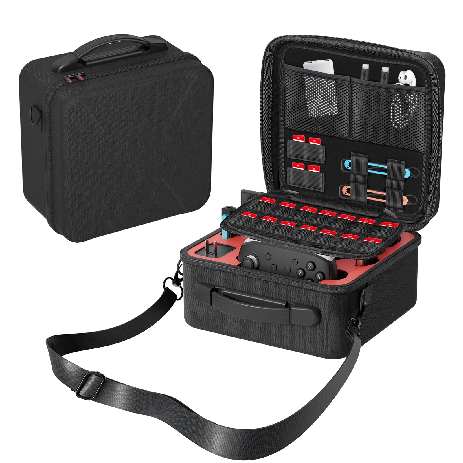 GUMPOIX Small All in One Carrying Case for Nintendo Switch 2, Hard Travel Case for Switch 2 Accessories, Pro Controllers, Dock, Hard Shell and Soft Lining Organizer Box with 18 Game Card Slots