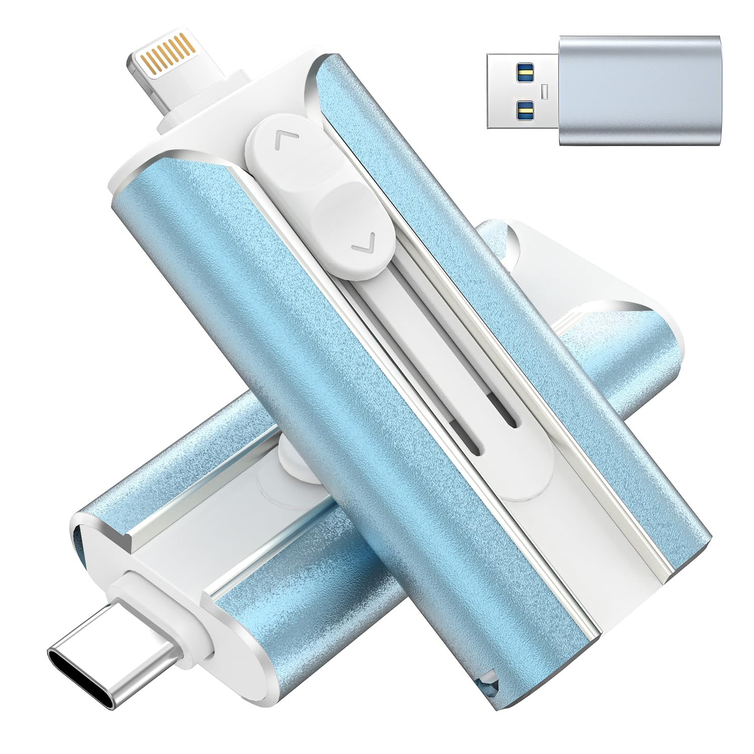 MFI Certified 512GB Flash Drive – Photo Stick and USB Stick Offers Photo/Video Storage, The External Storage is Compatible with iOS, Android, and Pc,1 Pack (Blue)(Available Space: ~484GB)