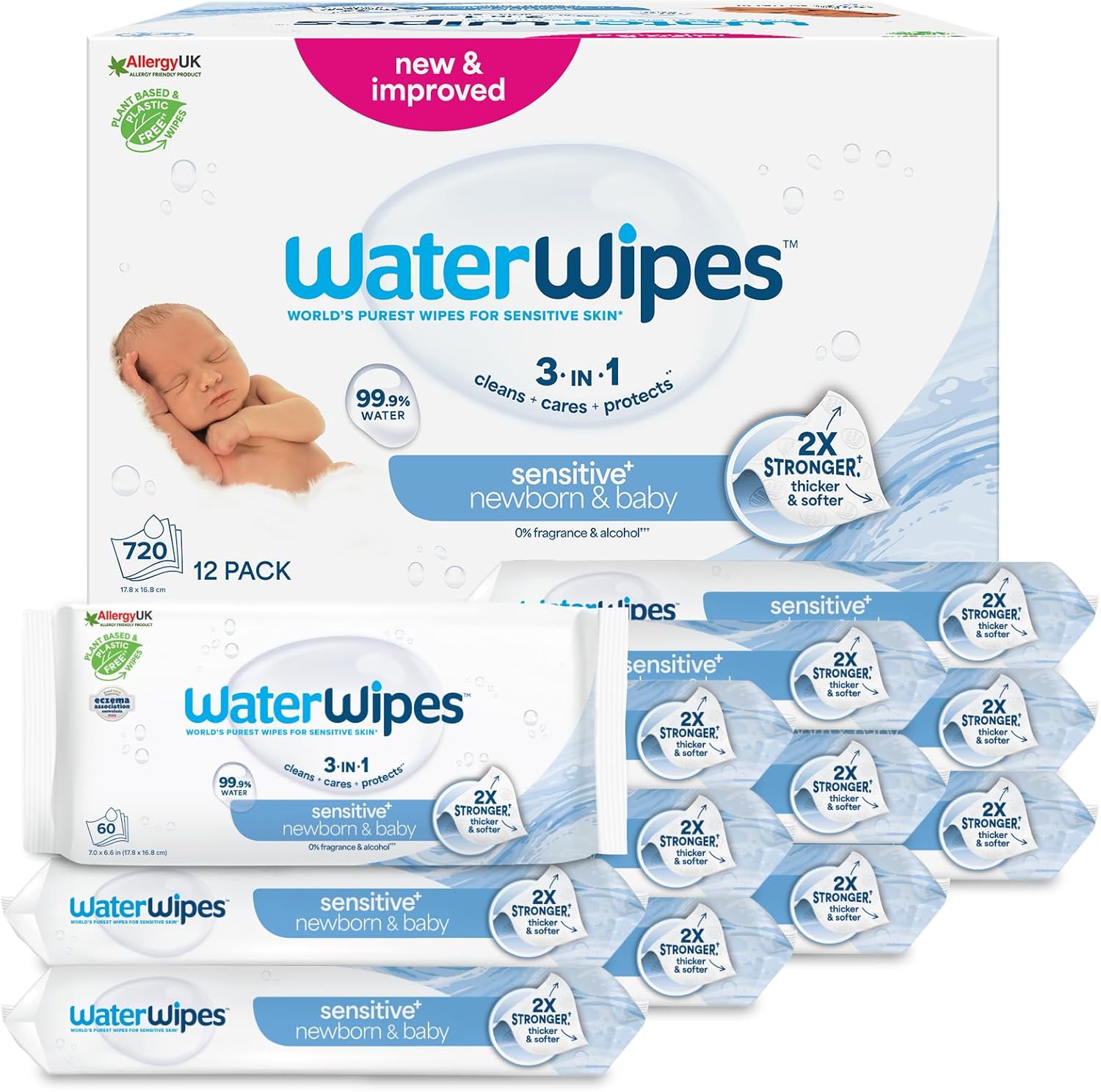 WaterWipes Original Plastic Free Baby Wipes, 720 Count (12 pac... - 2