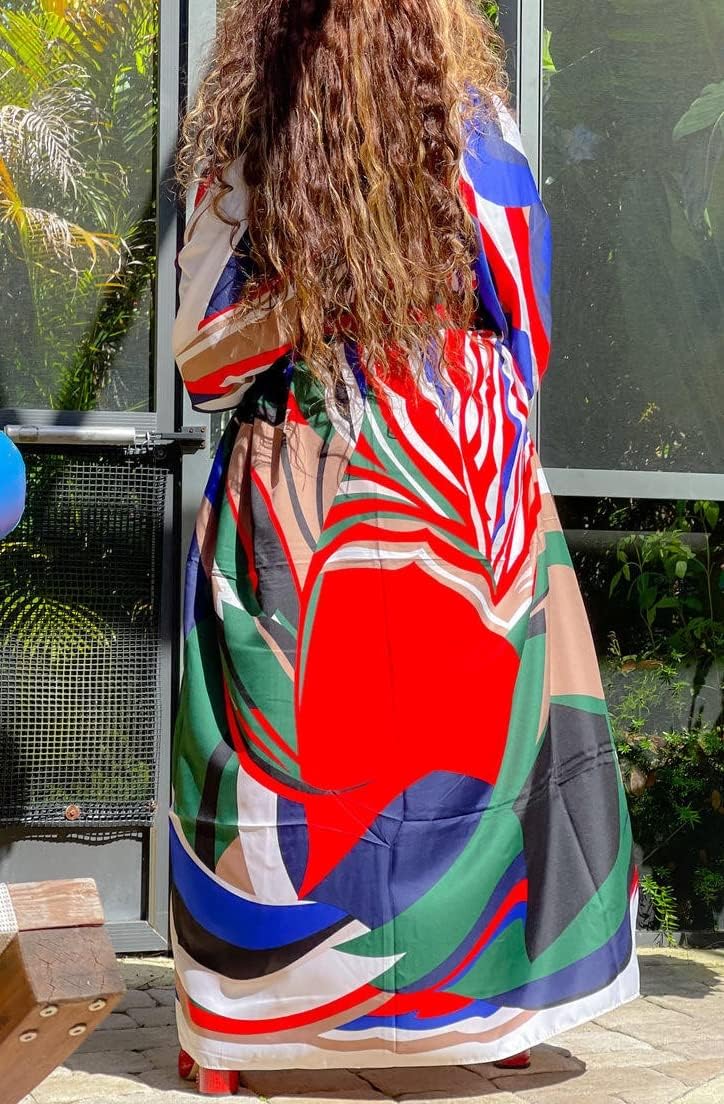 cu4eve Summer Cardigan For Women Lightweight Satin Open Front Long Kimono Swimsuit Cover Ups Silk Robe Plus Size - Image 4