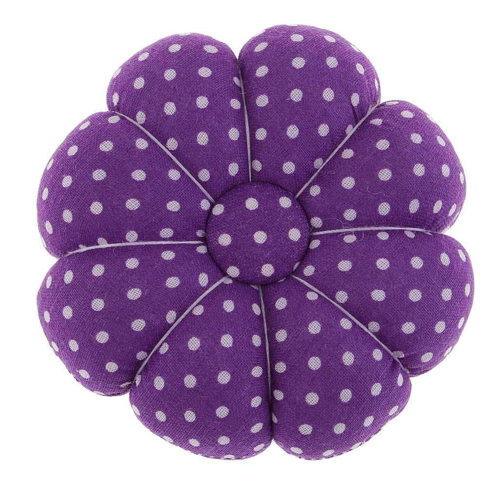 2Pcs Pin Cushion,Wrist Pin Cushion,Floral Pumpkin Design Storage Pins Pillow,Needle Holder,Needlework Sewing Supplies (Purple)