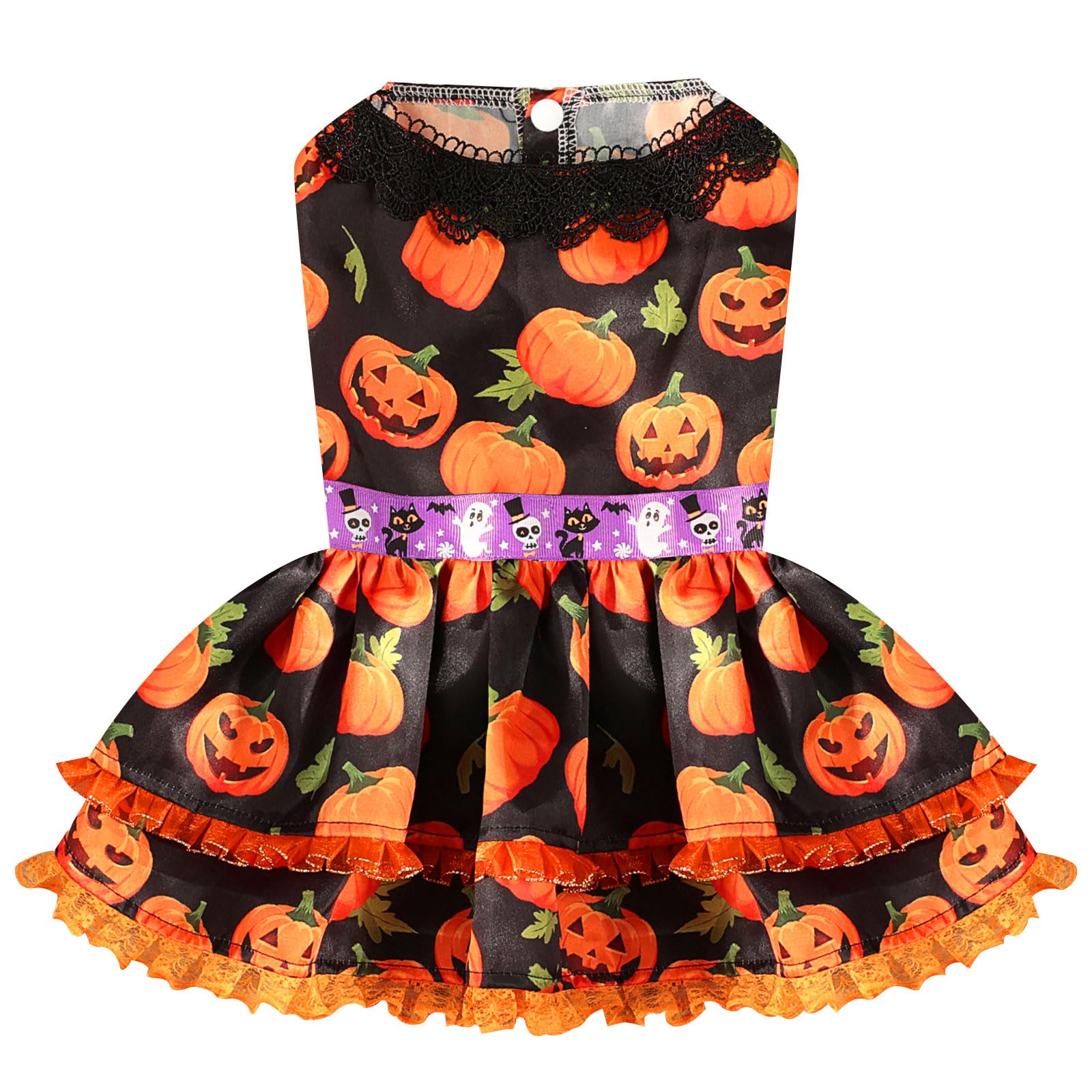 UETZLTB Halloween Dog Dress Cute Pumpkin Dog Halloween Costume for Small Dog Girl Fancy Sleeveless Ruffle Puppy Dress for Cats Pet Costume Clothes Chihuahua Yorkie Outfit for Holiday, Medium