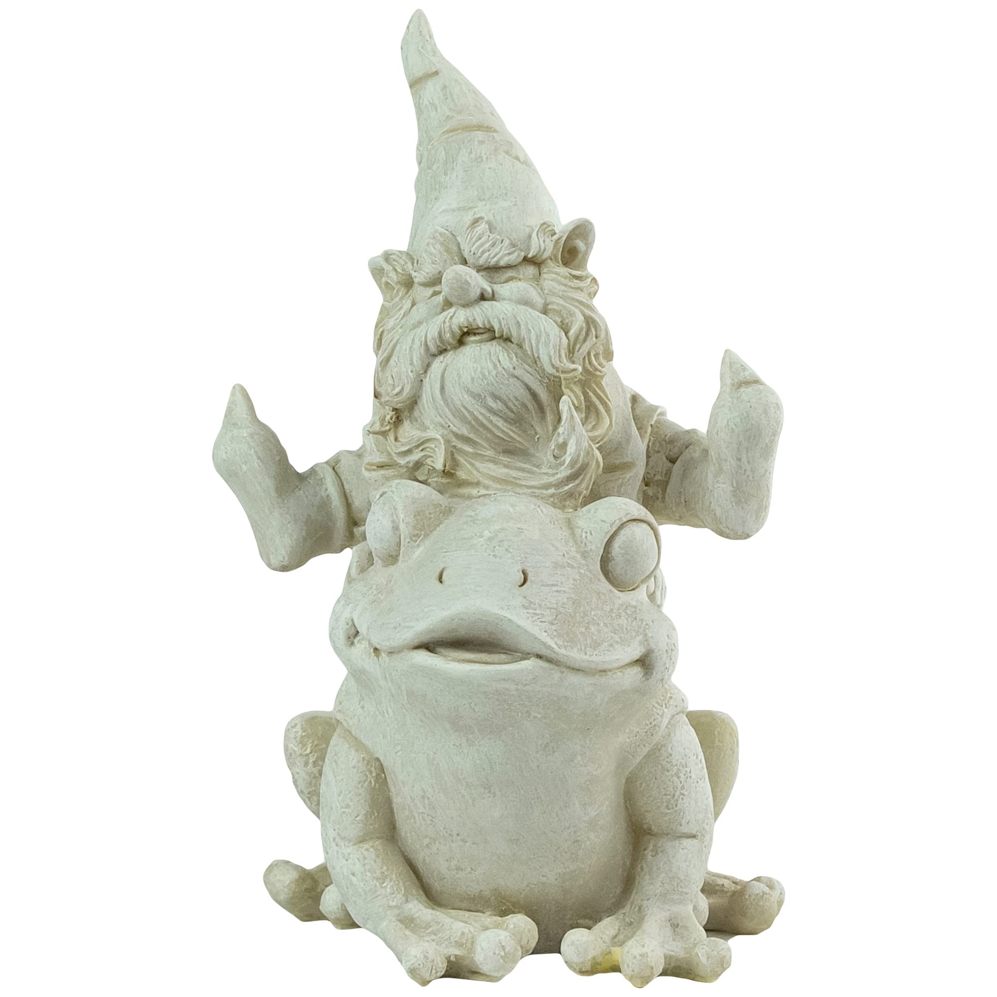 Northlight 9.5" Gnome Leaping Over a Frog Outdoor Garden Statue