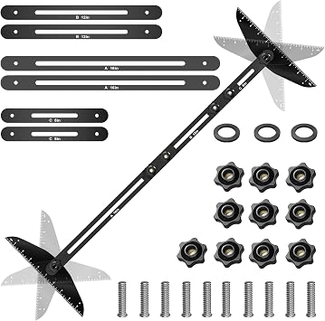 Stair Treads Gauge Template Tool Stair Tread Jig 11-60 inch Length Adjustable, Stair Tread Template Tool Stair Gauge Set Shelf Layout Tool for Stairs, Risers, Shelf and Cutting Drywall