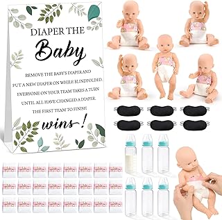 43 Pcs Baby Shower Diaper Changing Game Supplies Including 11.8 Inch 6 D...