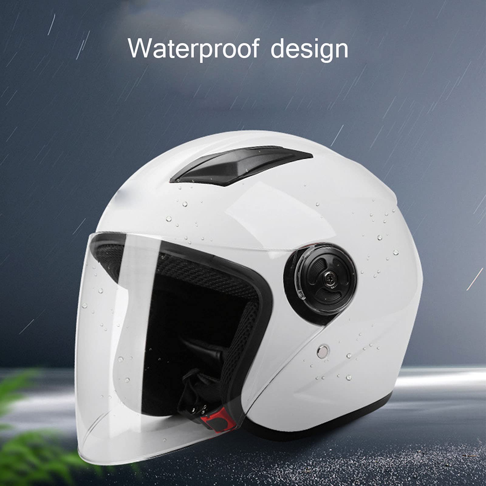 Casco Jet Moto Doppia Visiera Scooter Motorino Casco Protettivo Leggero Uomo e Donna per Motocicletta, Scooter, Moto Cross, Motorino - Omologato ECE,Bianca