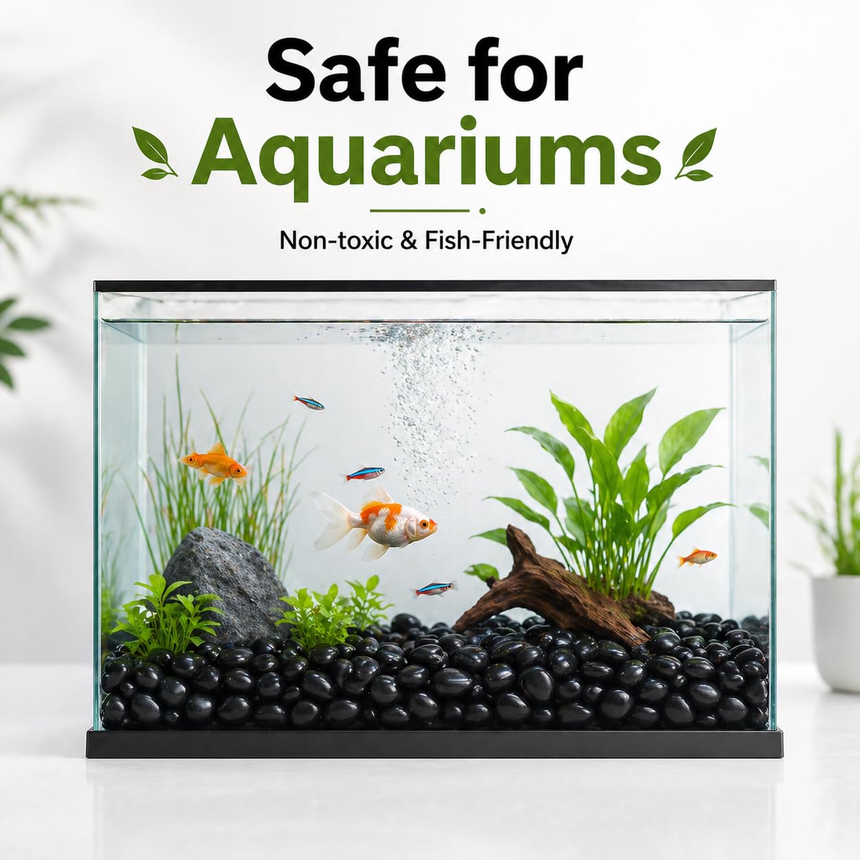 Black Decorative Pebbles - Garden Stones & Aquarium Decor -9 Black Decorative Pebbles - Garden Stones & Aquarium Decor -9