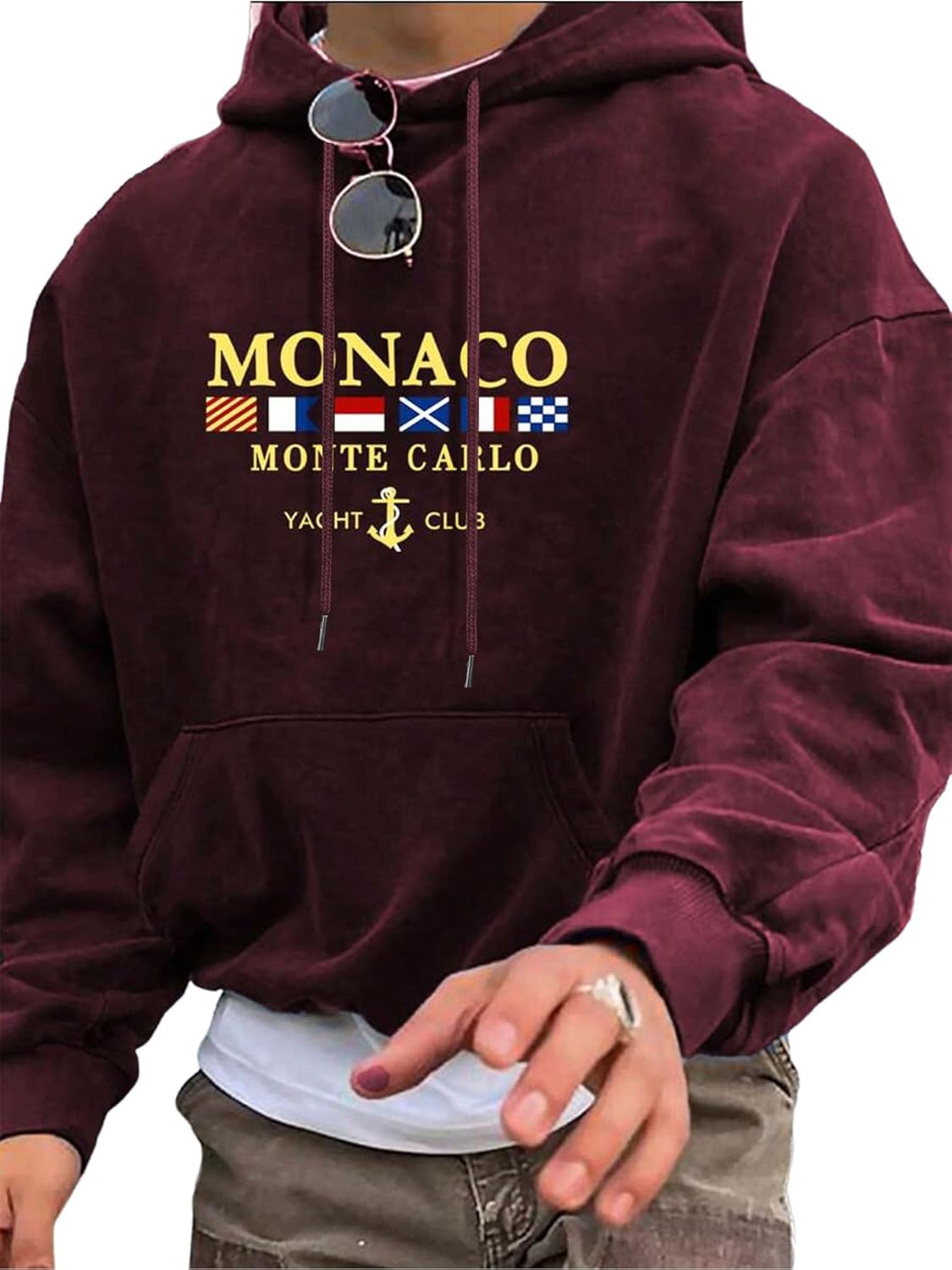 ZAFUL Men's Letter Print Hoodies Sweatshirts Fleece Lined Hooded Pullover Casual Long Sleeve Hoody with Pocket