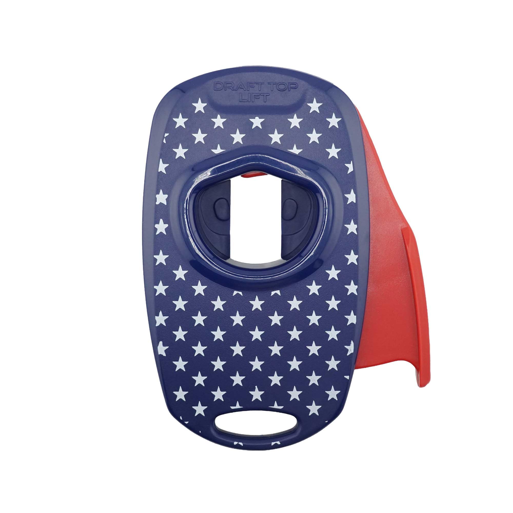 Draft Top Lift Universal Topless Can Opener - Smooth Edge Aluminum Can Lid Remover For Beer, Cocktails, & Soda - Ideal For Tailgating & Garnishes, As Seen On Shark Tank (Red, White, & Blue) Red, White, and Blue