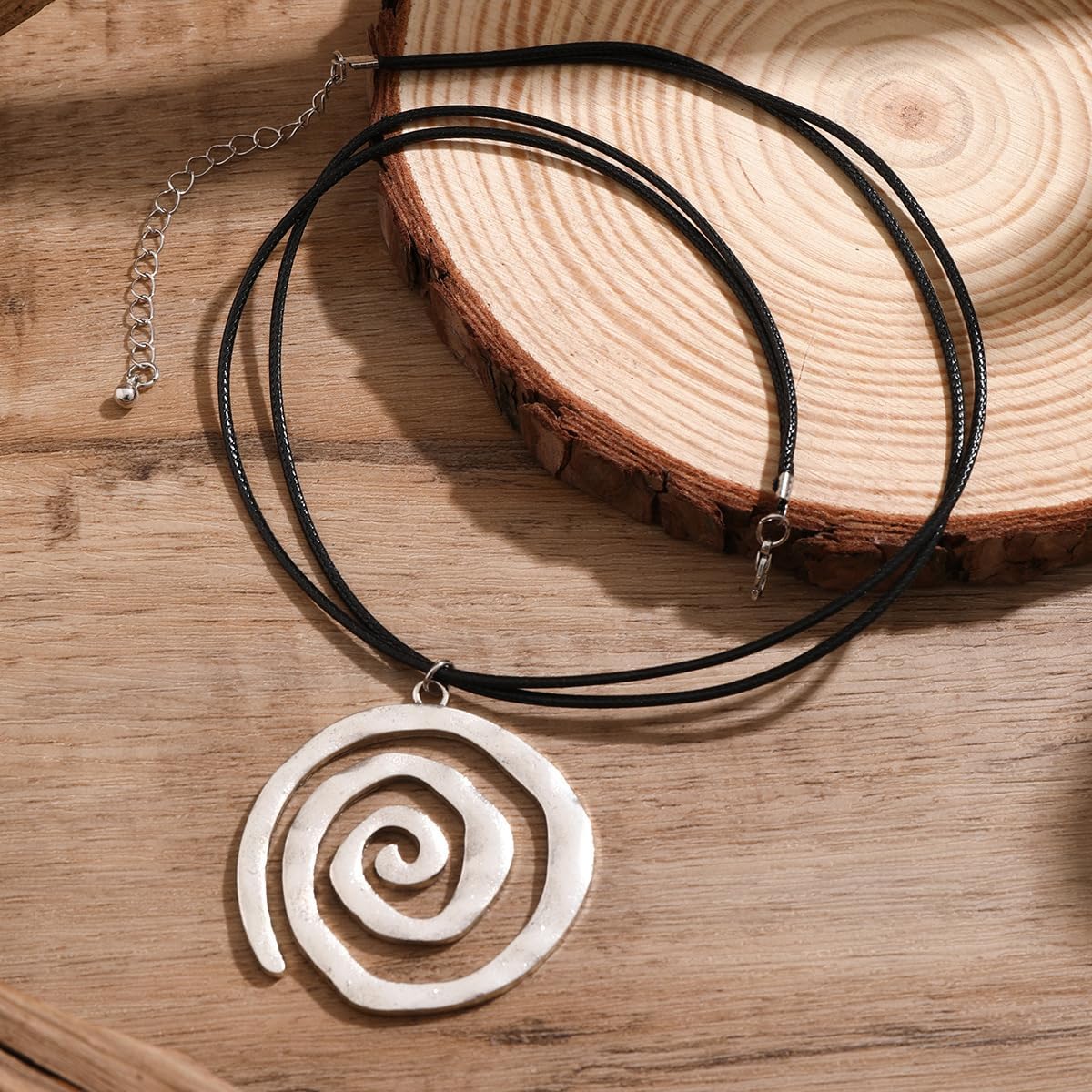 Summer Beach Silver Spiral Circle Conch Pendant Necklaces Big Beachy Necklace Surfer Choker Summer Trendy Jewelry for Women Men - Image 4