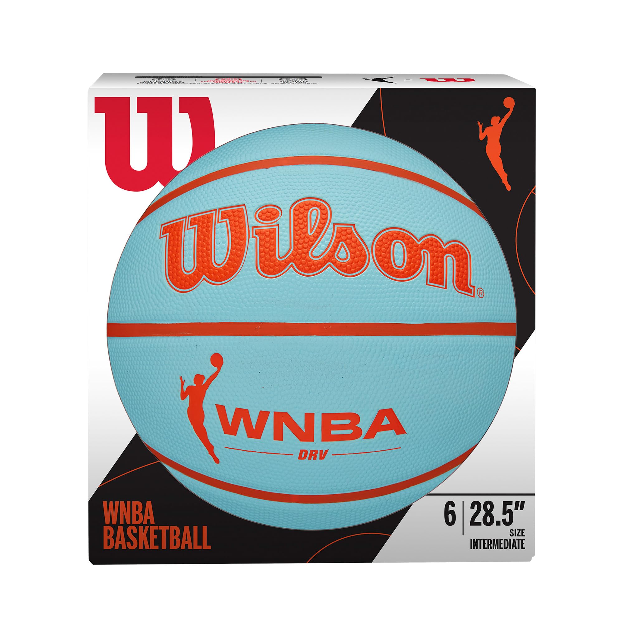 Wilson Balón WNBA DRV, con Canales de Precisión y una Cubierta de Rendimiento, con Estabilidad de Aire Superior y el Diseño Clásico de la WNBA, Color: Aqua/Naranja, Talla: 6 — view 7