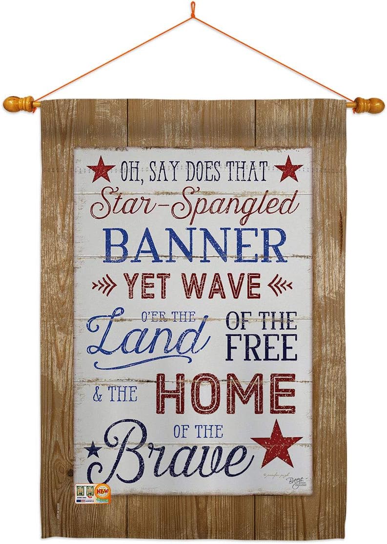 Star Spangled Pride House Flag Dowel Set Americana and Stripes Patriotism Independence Memorial United State American Small Decorative Gift Yard Banner Made In USA 28 X 40