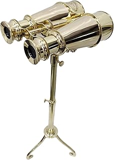 Nautical Table Decorative Shiny Binocular On Fully Brass Adjatable Tripod Stand Collectable Designer Ear Vision Instrument Gifts Home Office