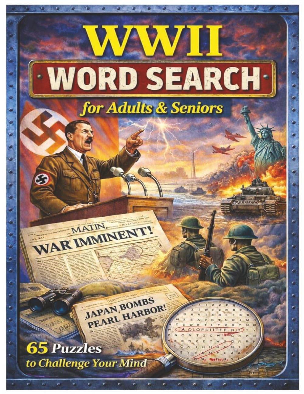 WWII Word Search for Adults & Seniors: 65 Large-Print Global Puzzles—9 Words per Puzzle Across the European & Pacific Theaters