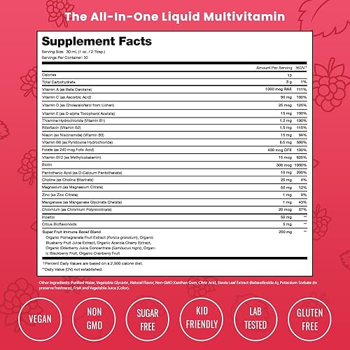 Miniatura 9 de NutraChamps Multivitaminas líquidas completas | Sin azúcar añadido | Vitaminas para mujeres, hombres y niños | Suplemento multimineral de vitaminas