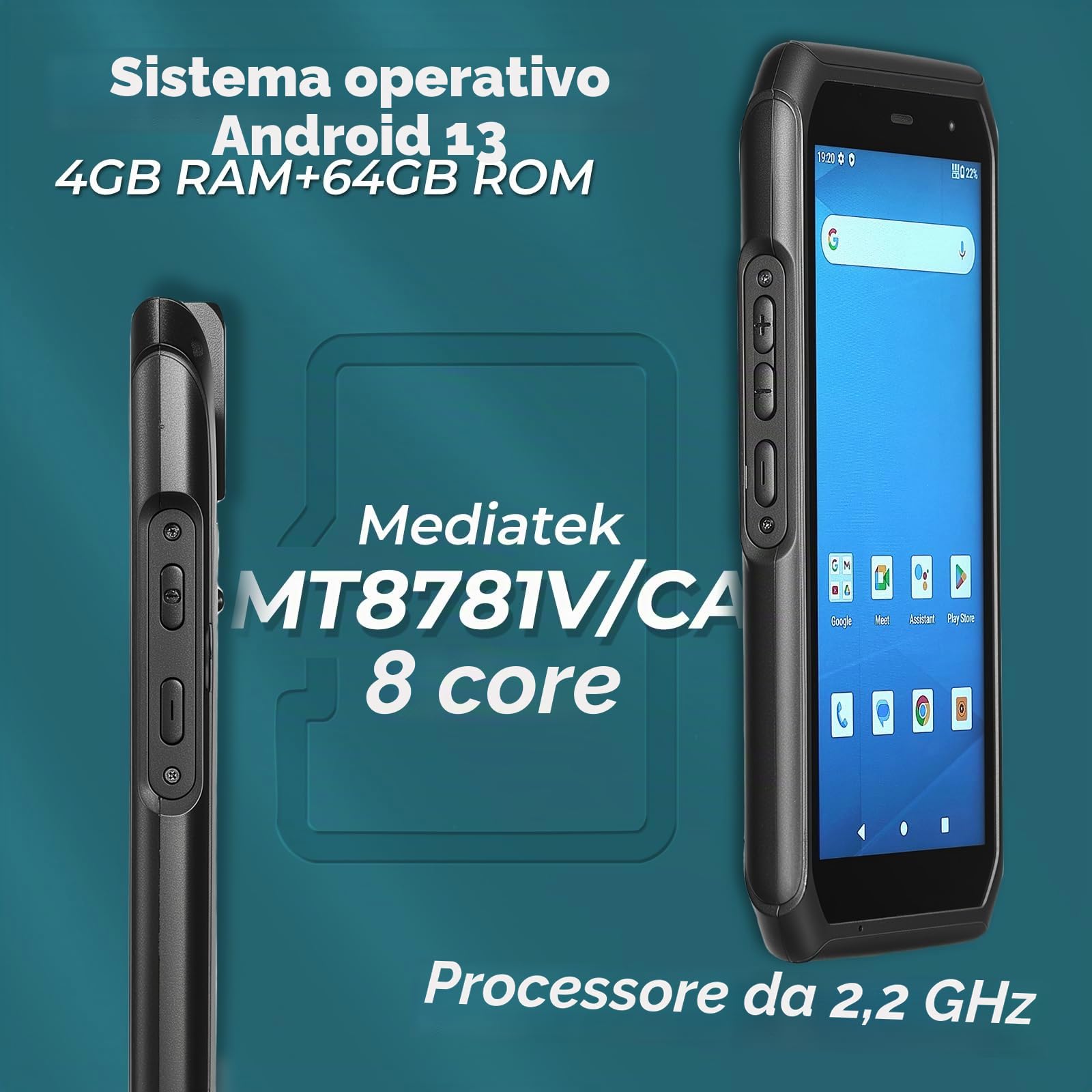 SVANTTO Android 13 Scanner di codici a barre, dotato di motore di scansione 1D/2D/QR, scanner portatile wireless 4+64GB 2G/3G/4G per magazzino e inventario