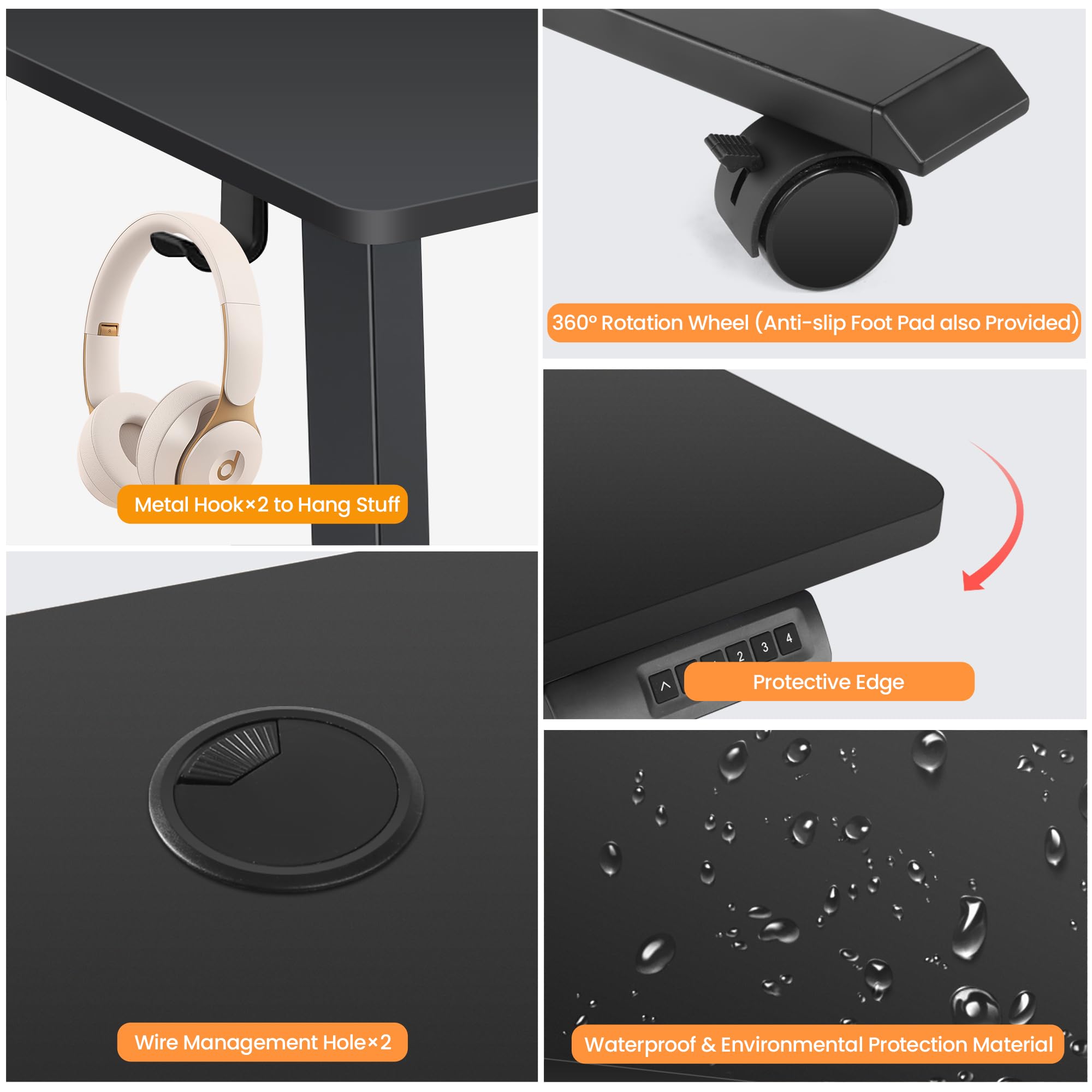 Himimi Electric Standing Desk Adjustable Height 70 x 27 inch Sit Stand up Adjustable Desk with Memory Presets — view 7