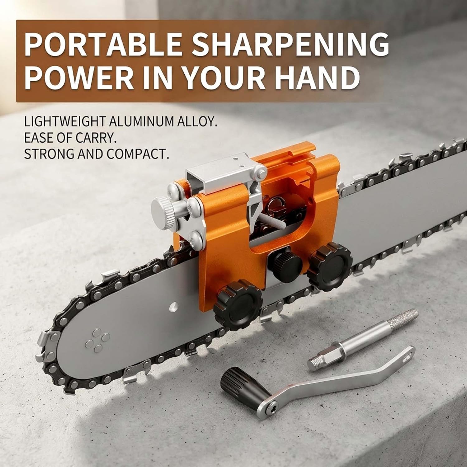 Chain Sharpener Tool, Universal Chain Saw Sharpener Jig Kit With 5 Sharpening Rods, Chain Saw Blade Sharpening Tool For Saw Chain (2pc Orange, L)