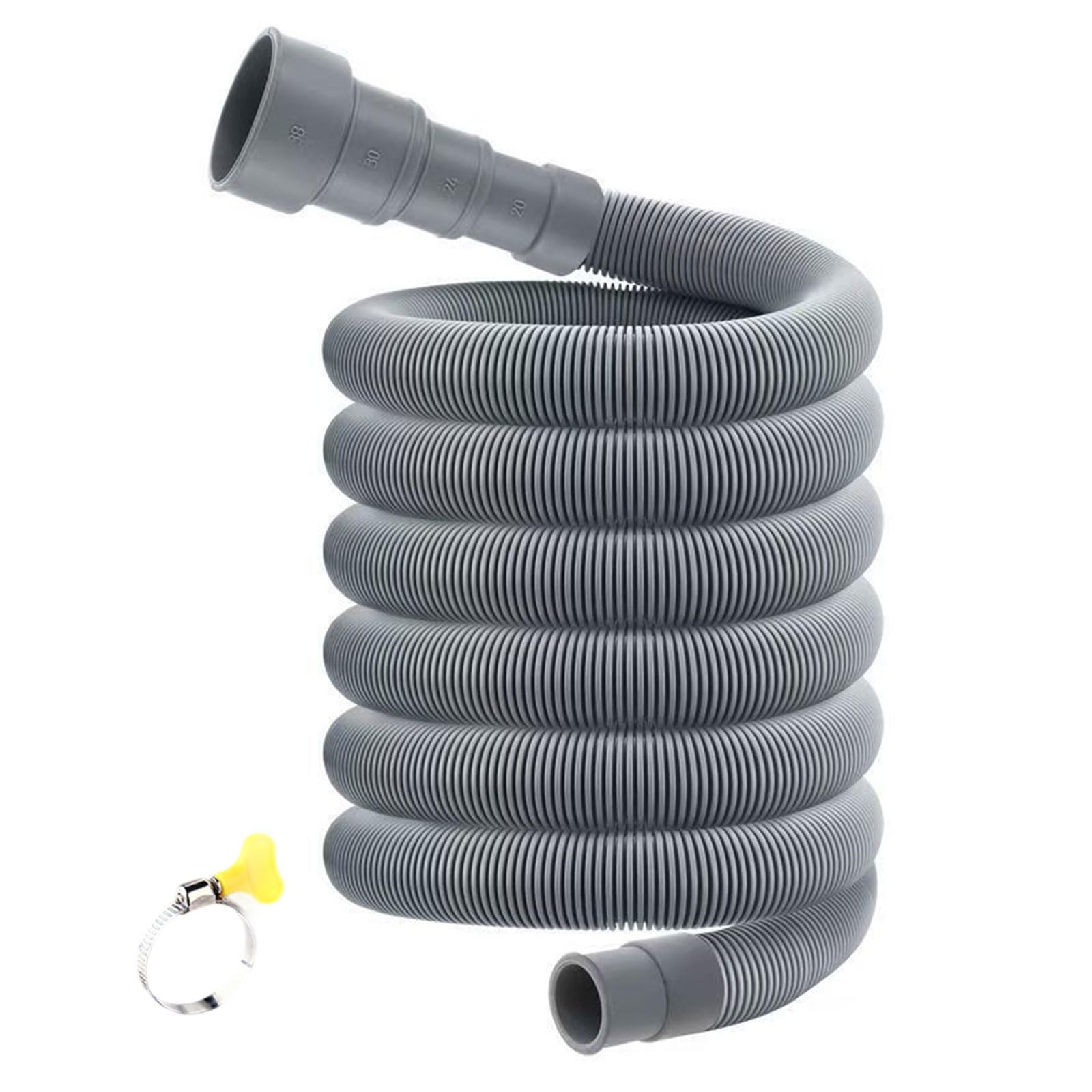 Length Drainage Hose Reinforced Steel Rubber Extension Tube Fit for Top Load Washers Automatic Washer Drain Pipe Extension