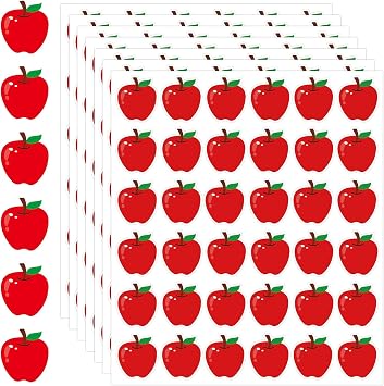 JULMELON 576 PCS Apple Stickers for Kids Teachers Small Red Bulk Classroom | Red Apple Stickers Bulk, for Preschool Teachers, Student Work Incentive Rewards, Classroom Awards Decor