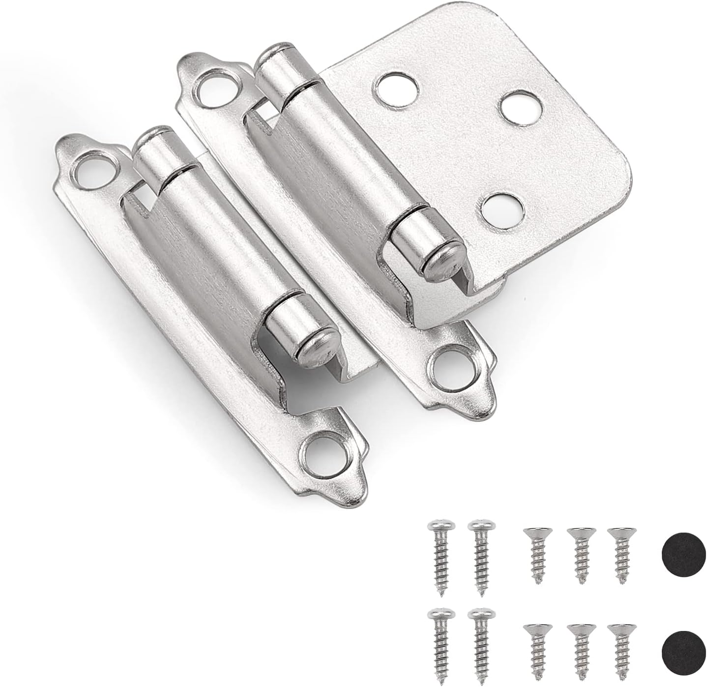 Probrico Brushed Satin Nickel Hinges for Kitchen Variable Overlay 5 Pair (10