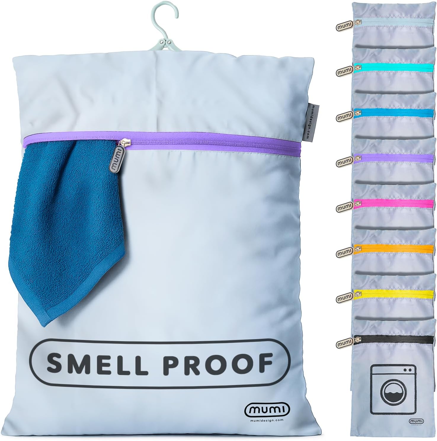 MUMI Travel Laundry Bag – Moisture & Smell-Proof Clothes Bag with Folding Hanger & Outer Pouch | Large Laundry Storage Bag for Suitcase, Gym & Packing | Dirty Clothes Organizer (Purple)