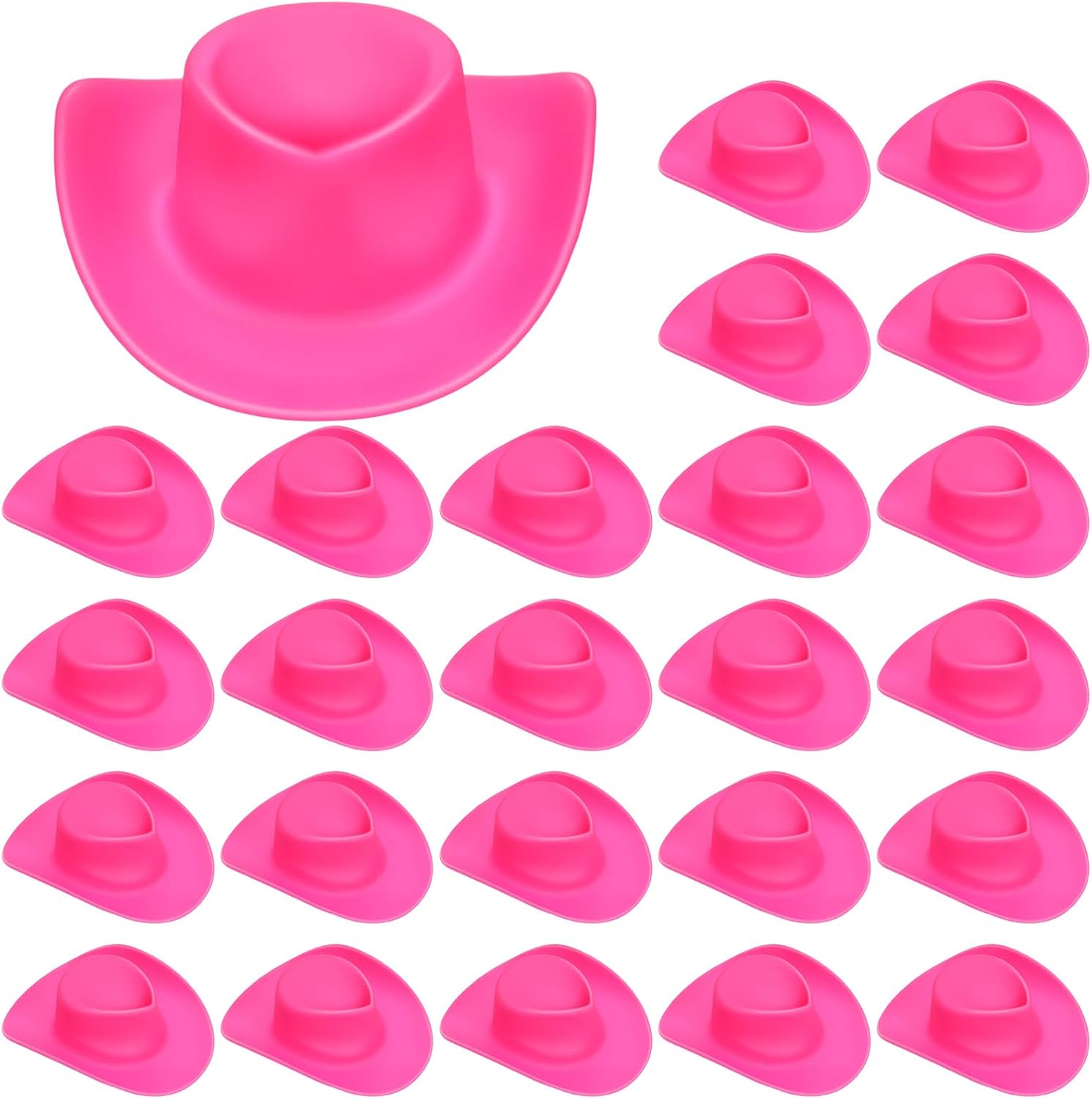 24 PCS Mini Cowboy Hat, Plastic Miniature Western Cowgirl Hat for Party Accessories, Cute Doll Hat Party Dress Hat for Dollhouse Birthday Decoration (Pink)