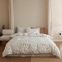Vista 48 de EAVD Juego de ropa de cama de 3 piezas con funda de edredón floral azul, tamaño Full, algodón suave blanco y azul, juego de ropa de cama coqueto