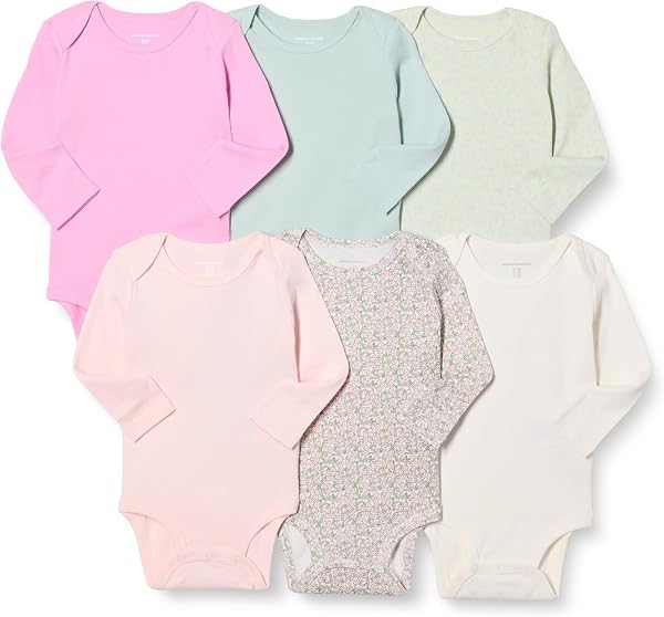 Amazon Essentials Unisex Baby Long-Sleeve Bodysuits, Baby Vests - 1