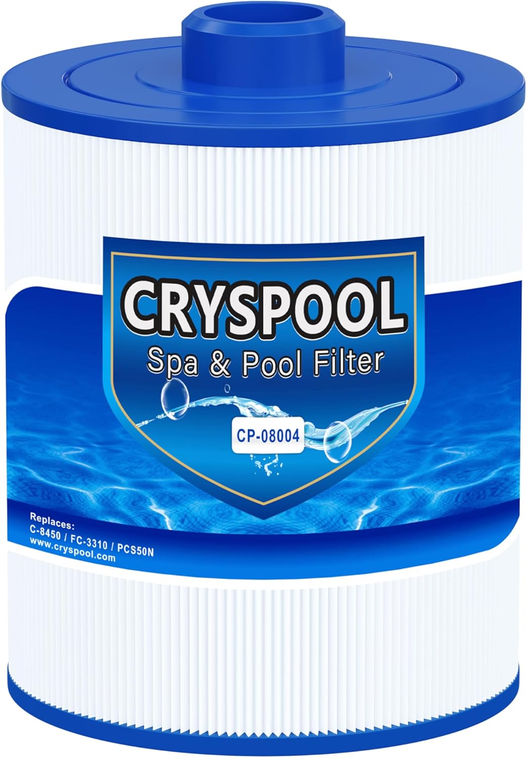 Cryspool® 08004 Filter Compatible with C-8450, FC-3310, PCS50N, 100593, 3301-2261, Maax Spas, 50 Sq. Ft Spa Filter Cartridge, 1 Pack