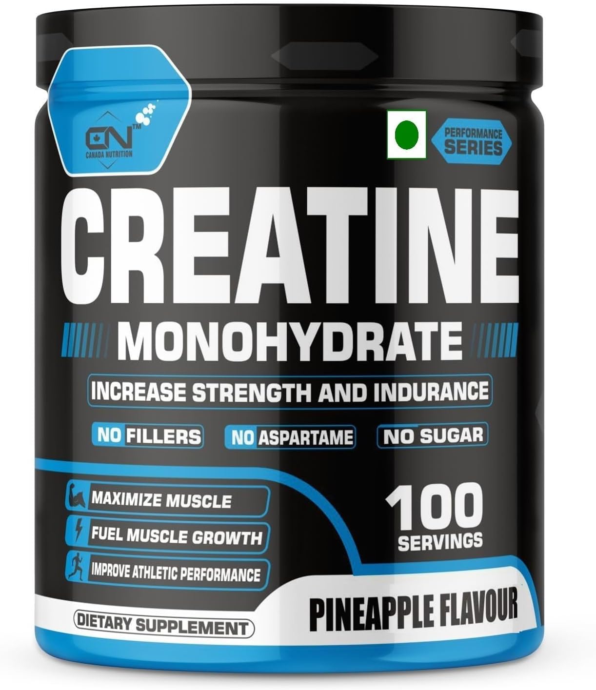 Canada Nutrition Creatine Monohydrate, Strength, 100% Pure Creatine, Lean Muscle Building, Supports Muscle Growth powder, Athletic Performance, Recovery [100 Serving, Pineapple]
