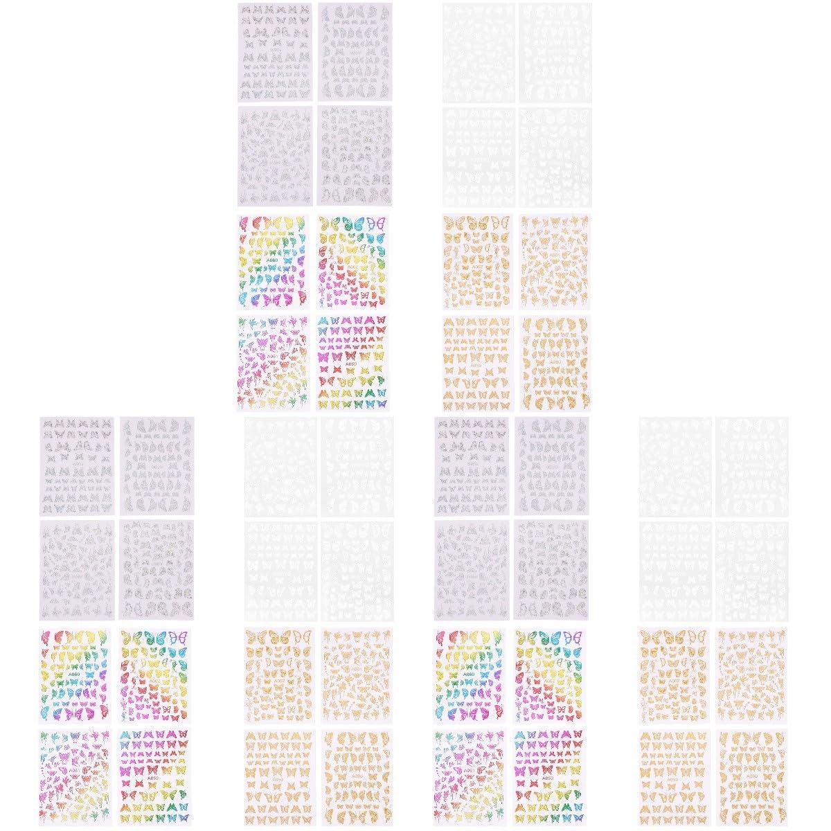 Healeved 48fogli Adesivi Per Unghie Con Farfalle Decorazioni Nail Art Per Manicure Fai Te Adesivi Colorati Per Unghie e Crafting Facile Applicazione Per Uso Personale e Salone
