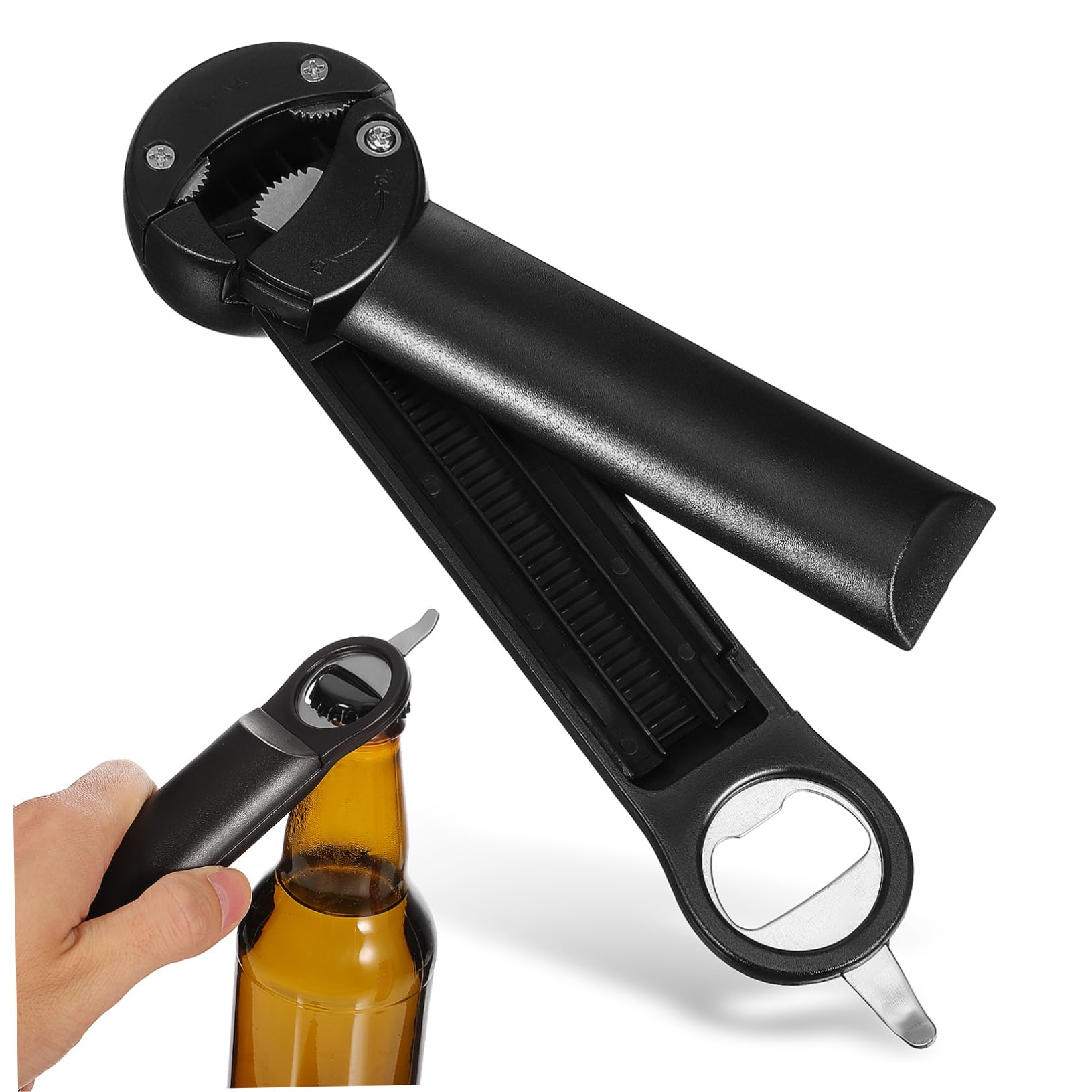 Alipis Retractable Jar Opener with Ergonomic Grip Manual Bottle Lid Opener Stainless Steel Non Slip Grooves for Easy Use Kitchen Accessory for Hand